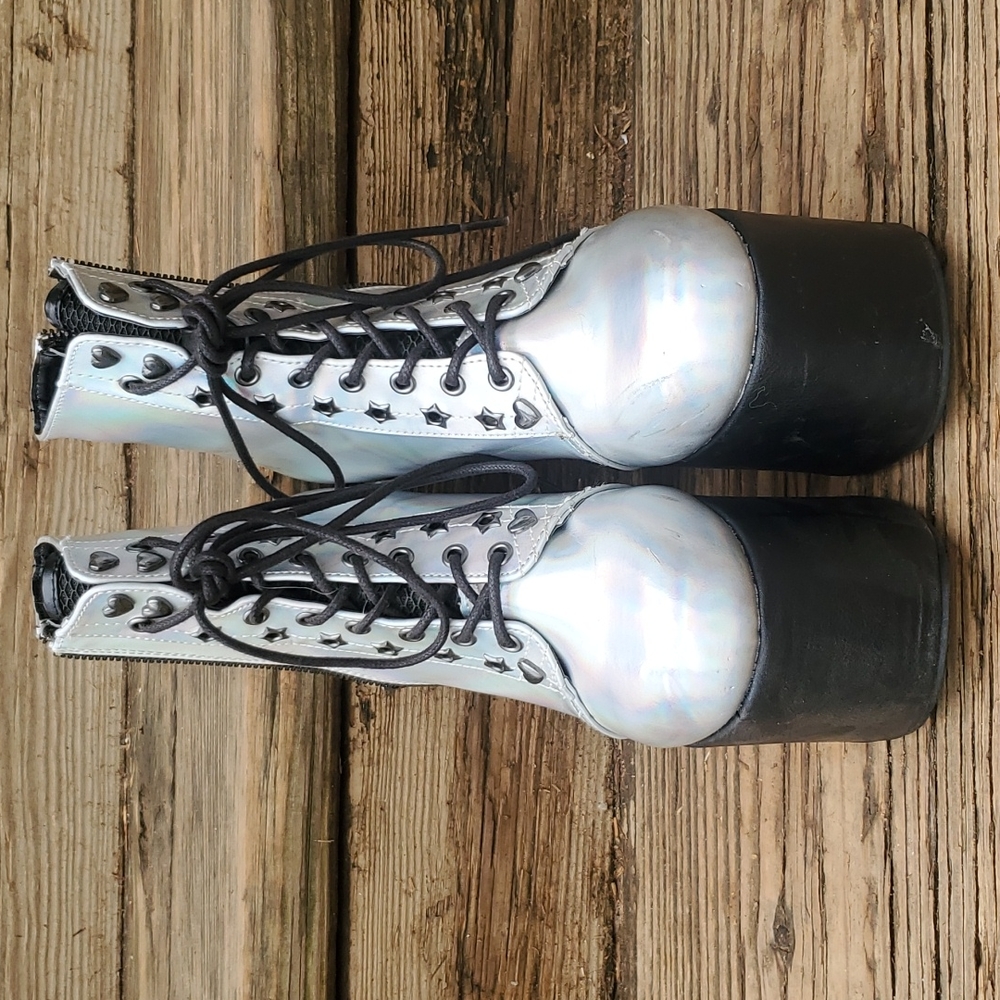 Holographic Demonia platform boots